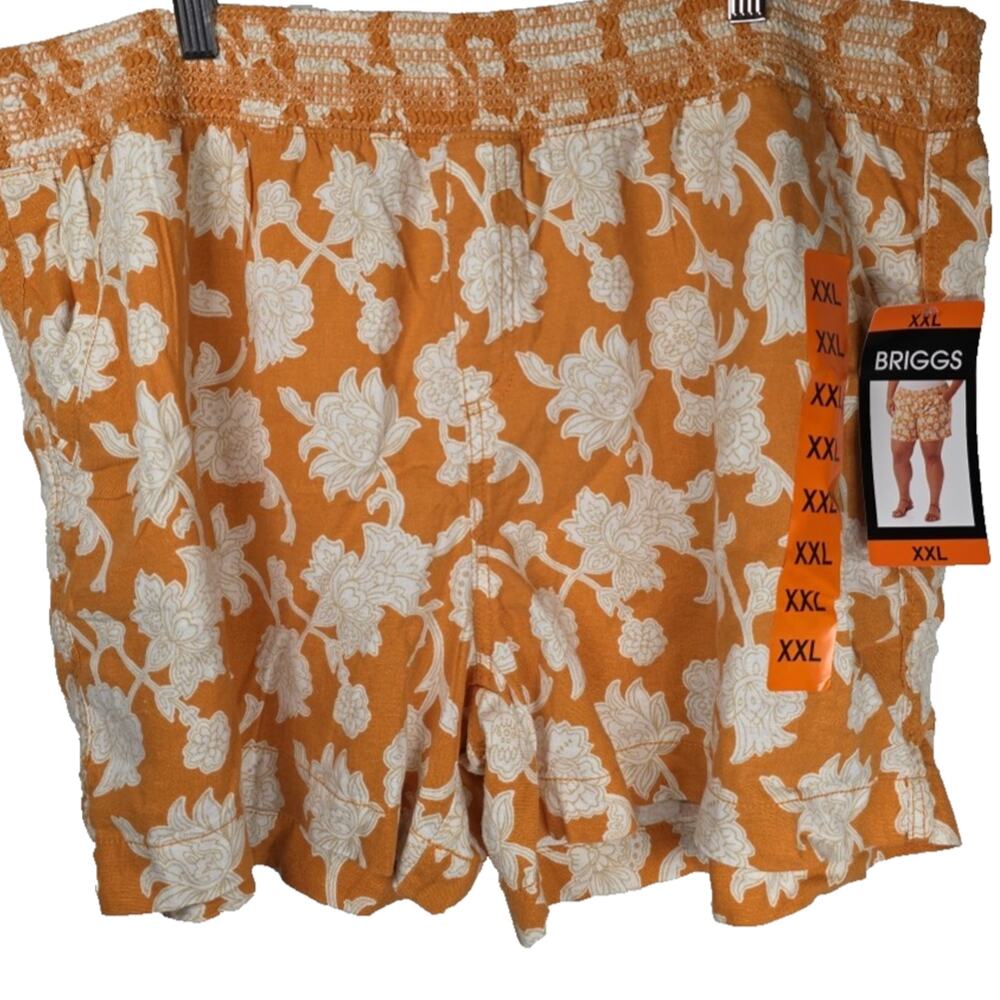 Briggs Women's Linen Blend Flowy Summer Orange Shorts XXL Elastic Stretch